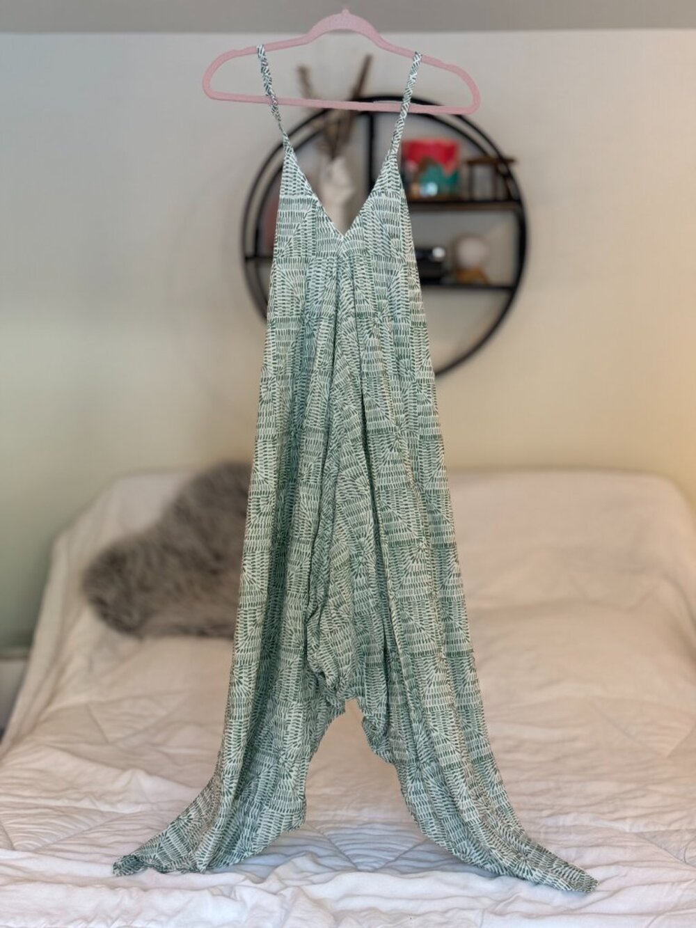 Cost Plus World Market Green Printed Jumpsuit Romper - Picture 2 of 4